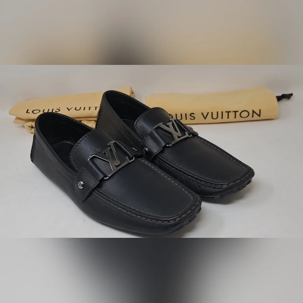 Louis Vuitton Monte Carlo Driving Loafers Shoes Chocolate Brown Leather 8.5 US - Picture 1 of 16